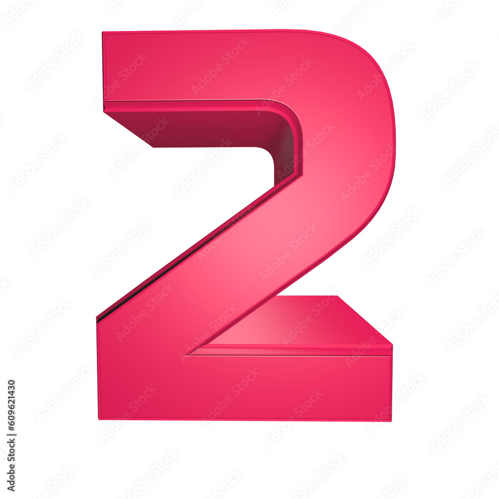 3d shiny pink number 2