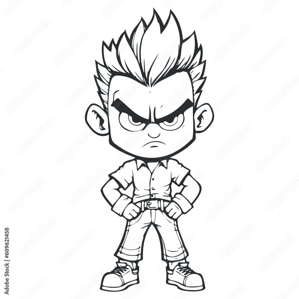 Angry Boy Expression. hand drawn character isolated