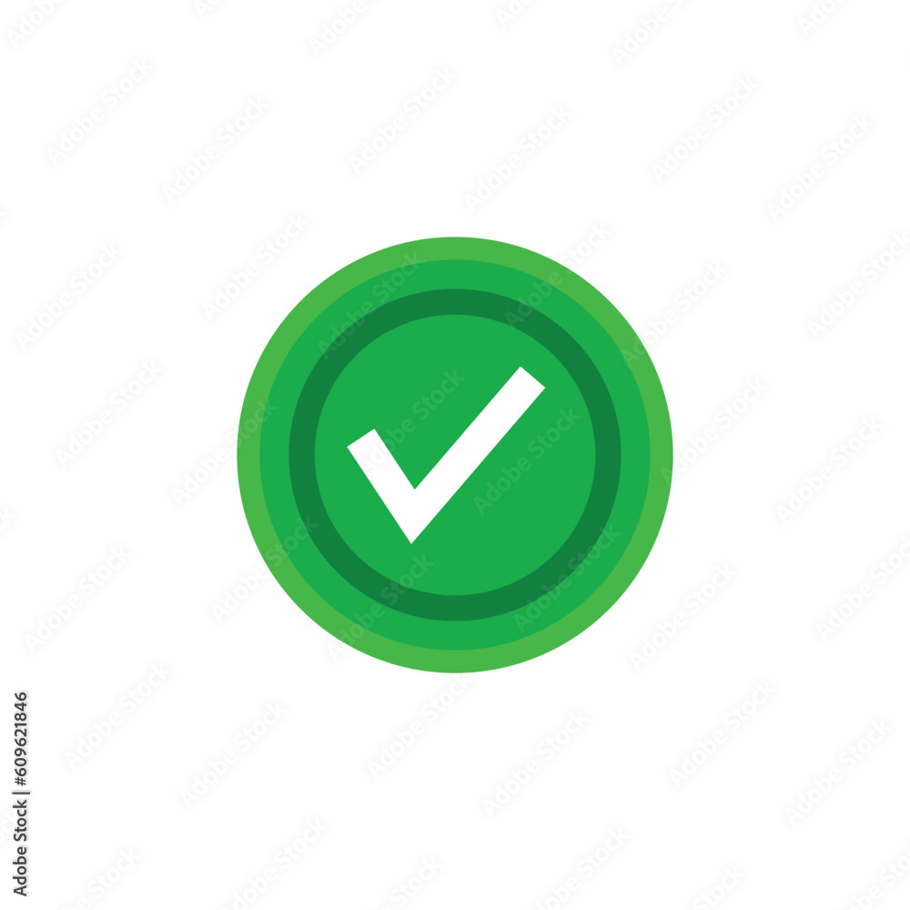Check mark green line icons. Vector illustration. - Vector