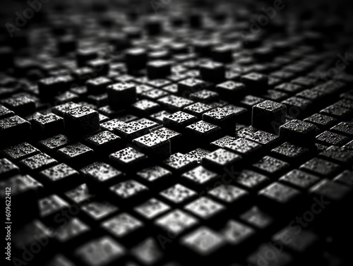 Futuristic cement cubes background Abstract geometric mosaic grid Square tiles pattern Generative AI technology