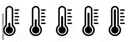 Temperature scale icon set, weather sign symbols, warm cold symbol sign, temperature icons set vector illustration isolated on white background.