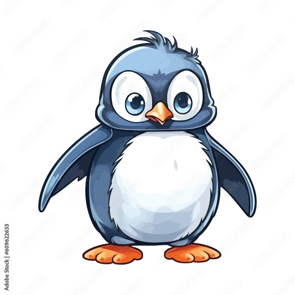 Obraz premium Adorable Penguin: Cute 2D Penguin Illustration