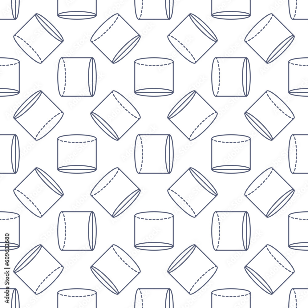Cylinder vector elementary geometry line simple seamless pattern