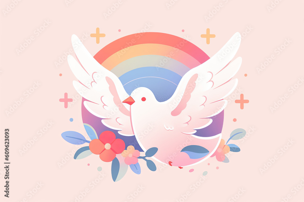 Peace dove simple illustration design. Peace and solidarity symbol. Generative ai Peace dove simple illustration design. Peace and solidarity symbol. Generative ai