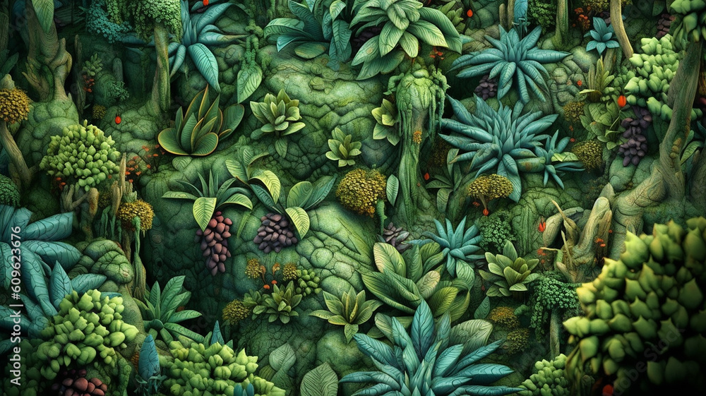 Wallpapermotiv im Dschungellook. Grüne Blätter, tropische Bumen, etc.
Wallpapermotiv im Dschungellook. Grüne Blätter, tropische Bumen, etc.