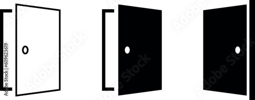 Door icon collection, vector isolated on white background
