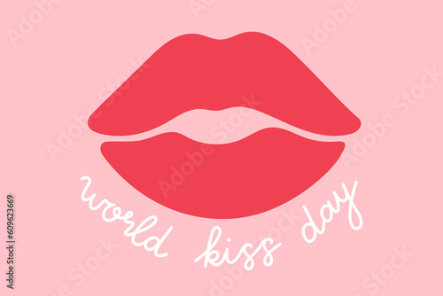 World kiss day vector background. International kissing day design template. Vector stock illustration.