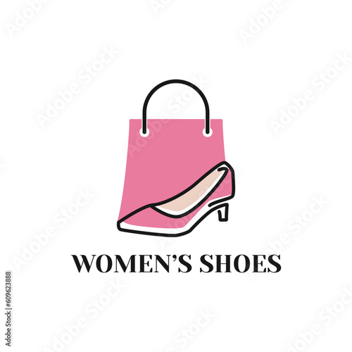 Woman shoes store logo template design