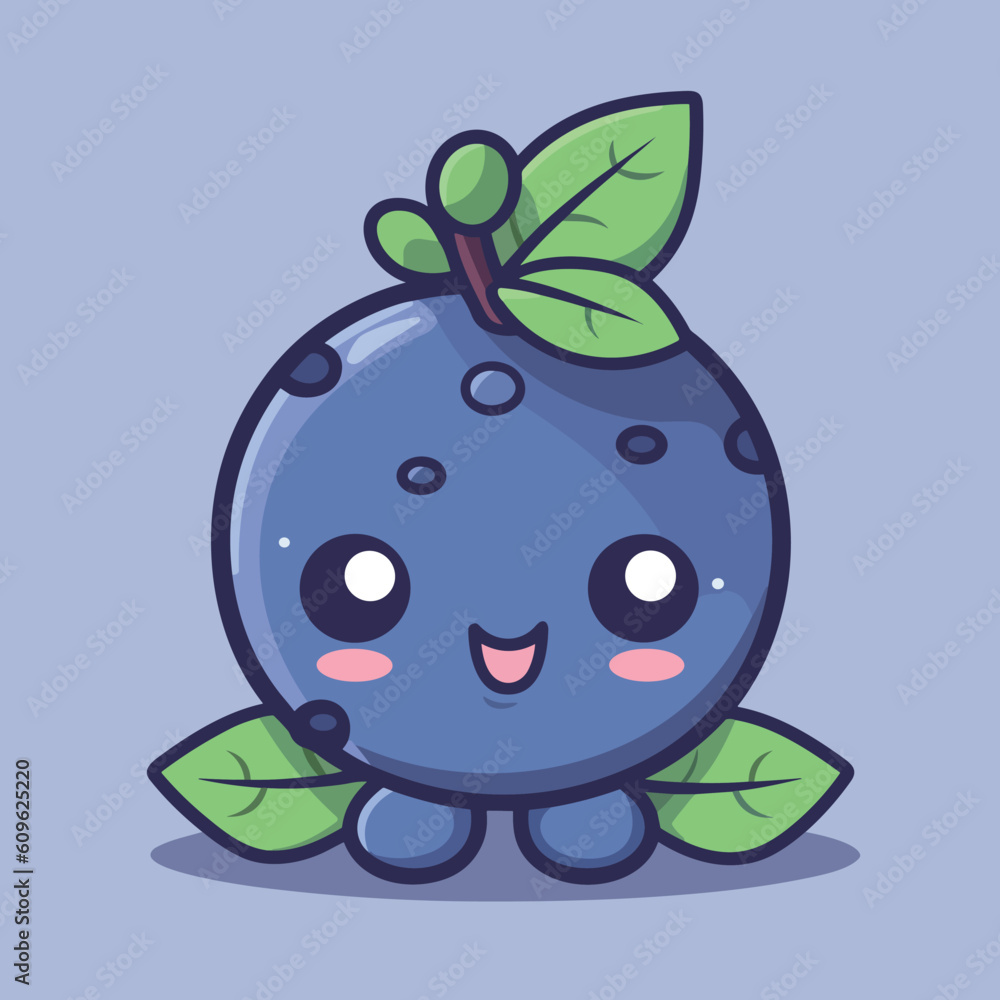 Obraz premium Cute blueberry cartoon image vector illustration