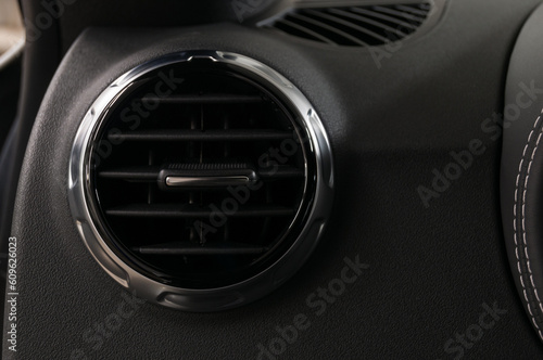 Business car air conditioning hole. Interior detail.