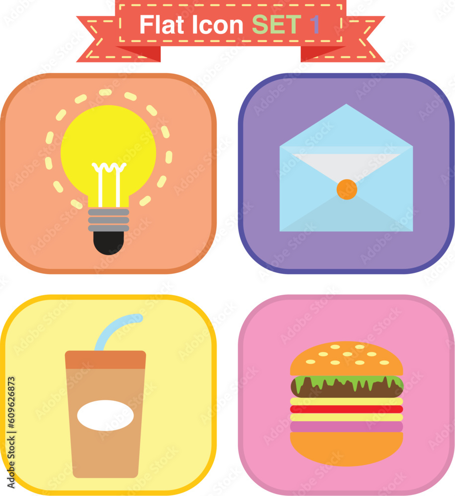 set of flat icon editable stroke