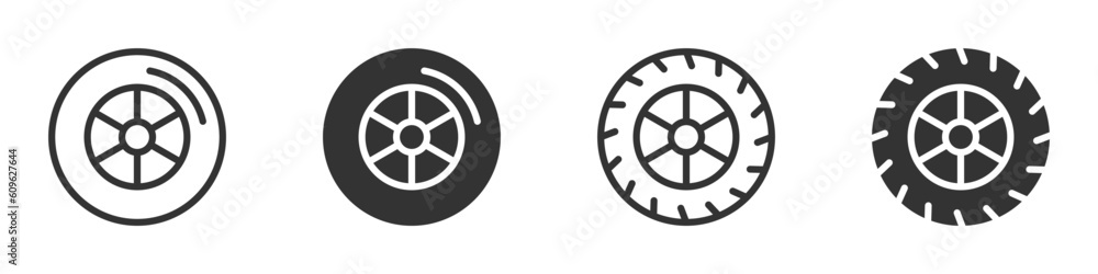 Car wheel icon set. Vector illustration.