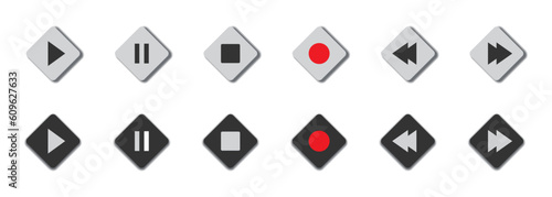 Media player buttons set. Vector illustration.
