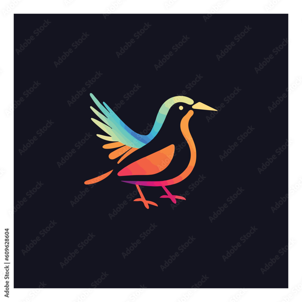 Obraz premium Bird shape mascot logo for health product company