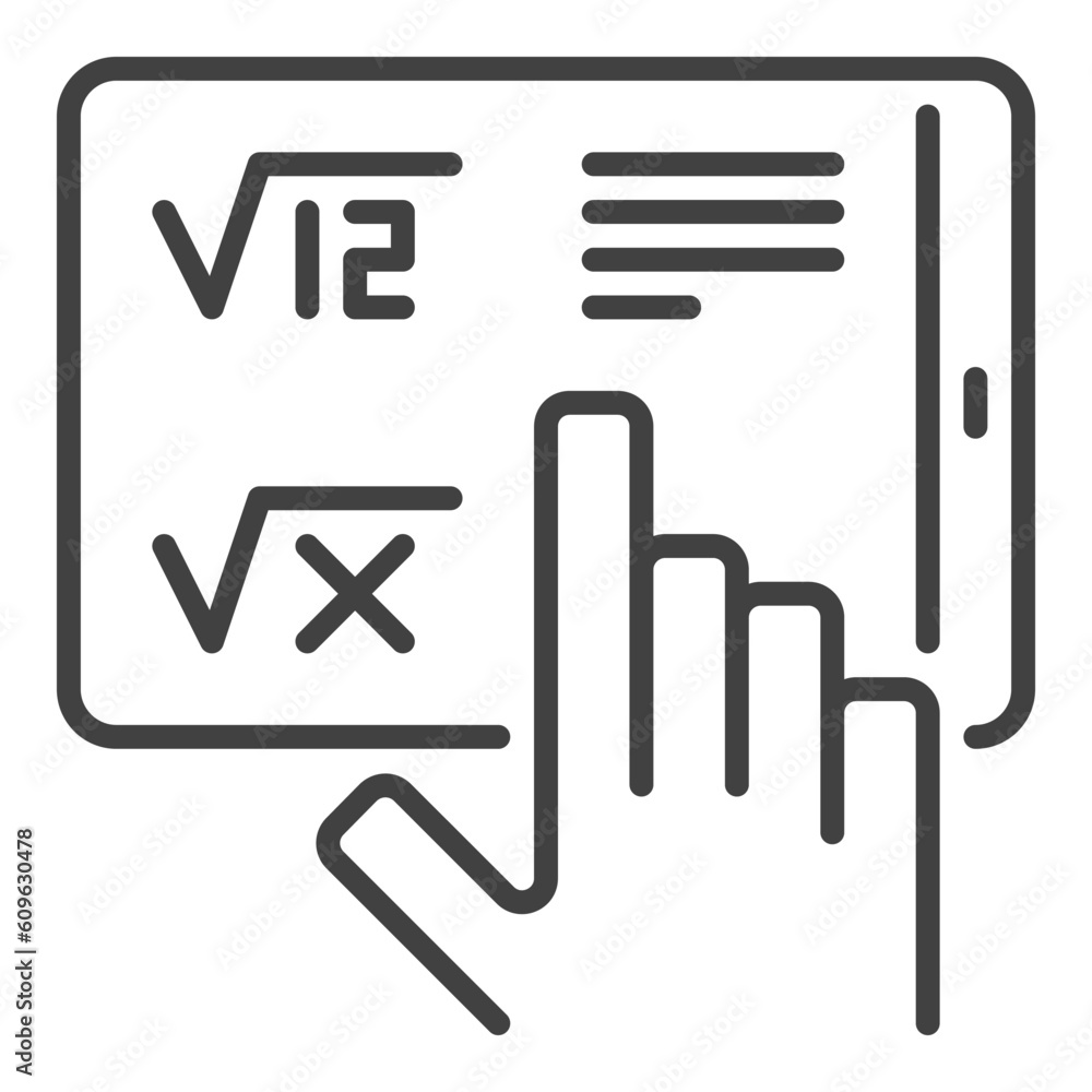 Tablet with Math Education vector concept line icon