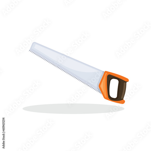 Hand saw isolated on white background. Vector illustration in cartoon style.