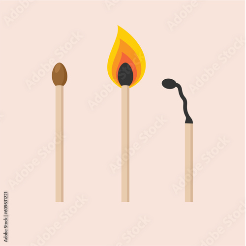 Matchstick icon. Vector illustration. Flat design style