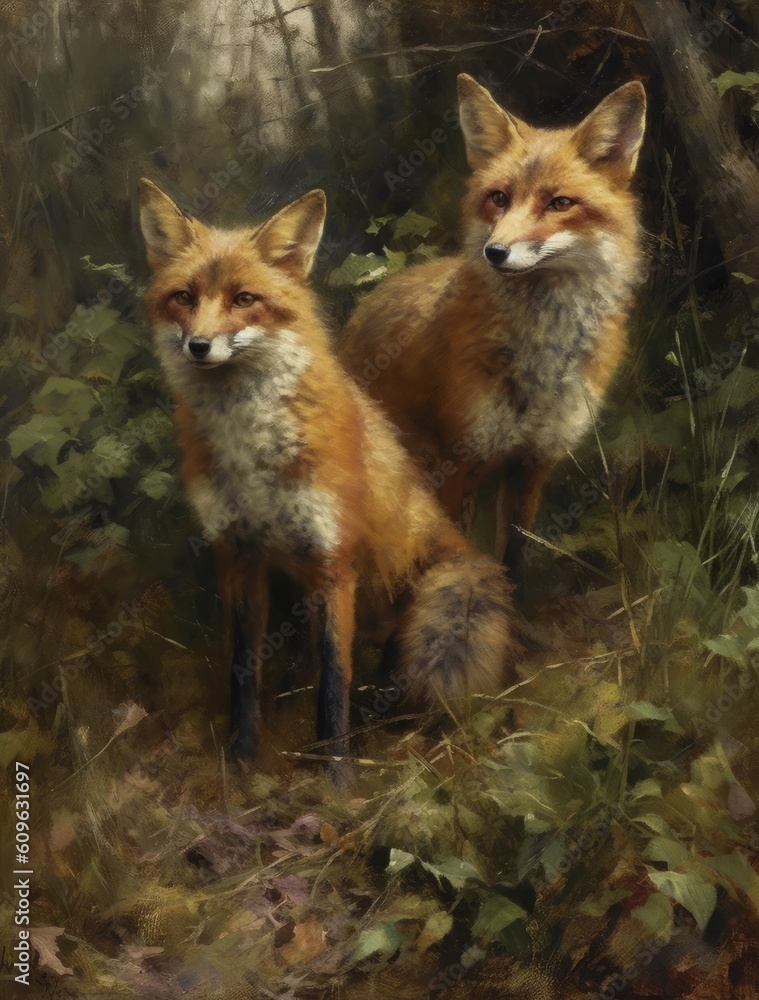 Obraz premium red fox in the woods