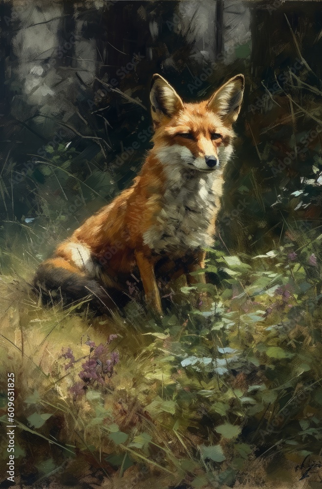 Fototapeta premium red fox in the woods