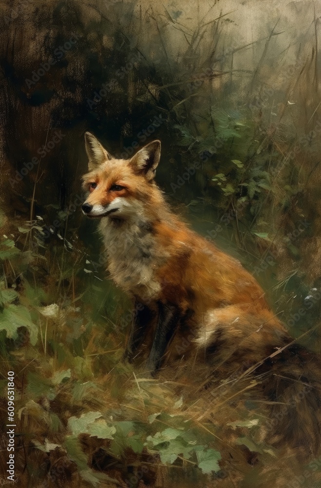 Fototapeta premium red fox in the woods