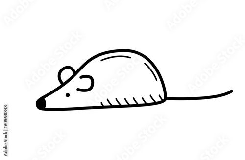 Mouse icon doodle. Vector illustration of a mouse or a toy for a cat. Isolate on white.