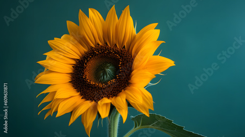 sunflower isolated on a green background Generative Ai