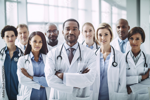 doctor hospital team medical nurse health medicine teamwork unity healthcare clinic group professional man woman created using generative ai technology