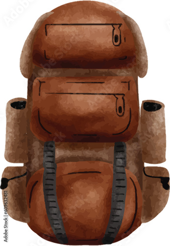 hiking bag painted by watercolor