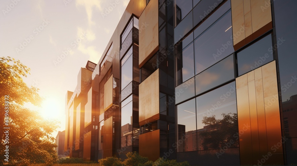 Fototapeta premium Modern architectural marvel with sleek lines and glass facades