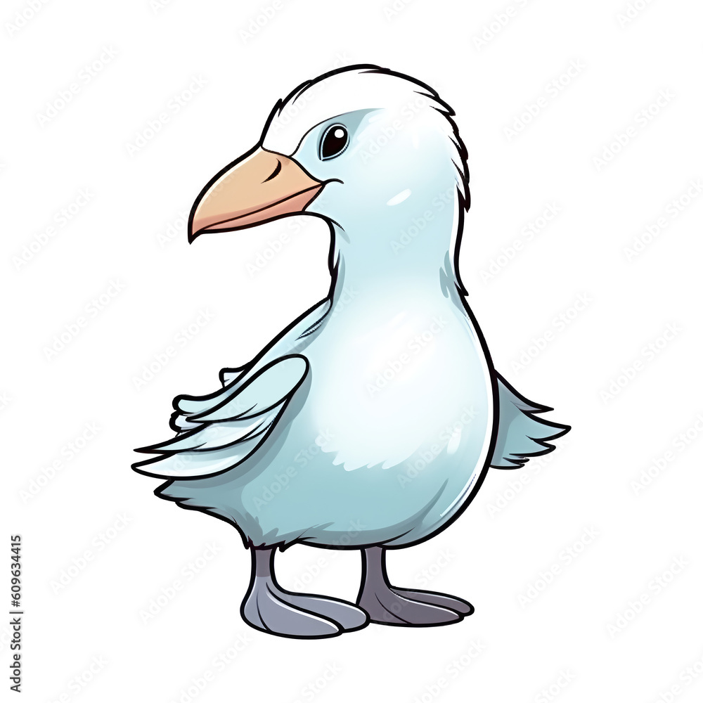 Fototapeta premium Adorable Albatross: Cute 2D Albatross Illustration