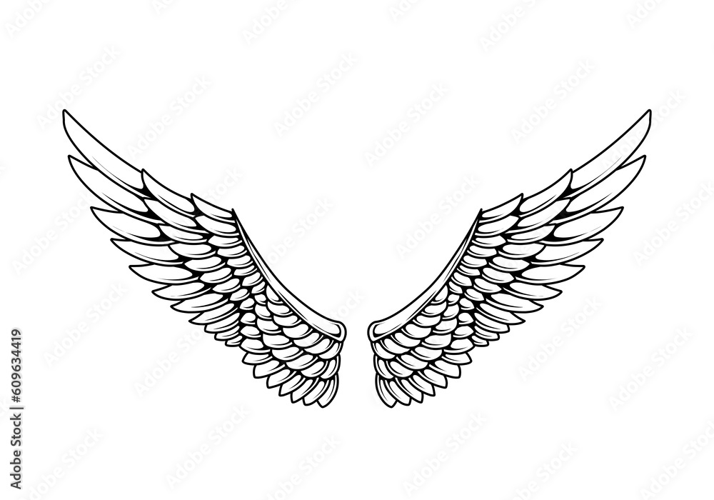Obraz premium Vector angel wings tattoo design