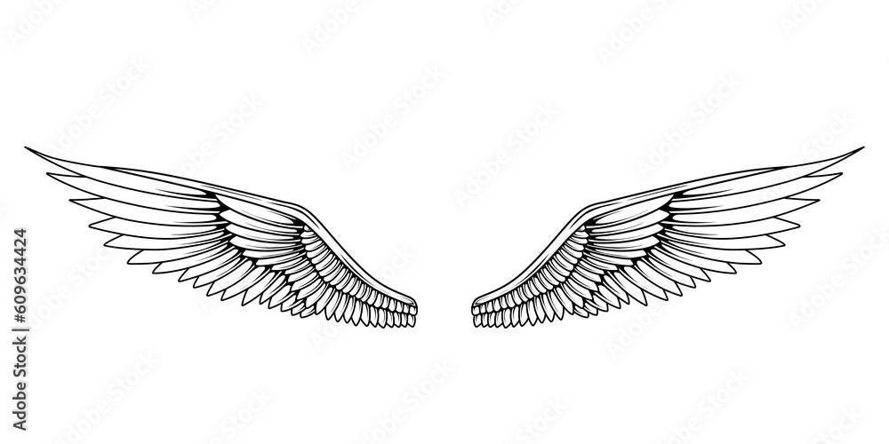 Obraz premium Vector angel wings tattoo design