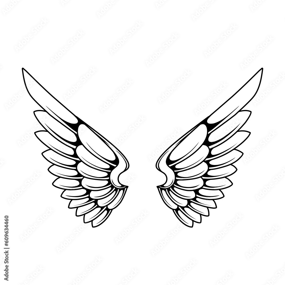 Obraz premium Vector angel wings tattoo design