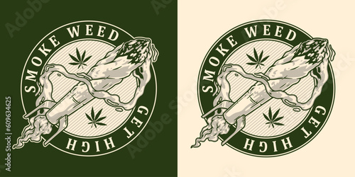 Smoke weed detailed sticker monochrome