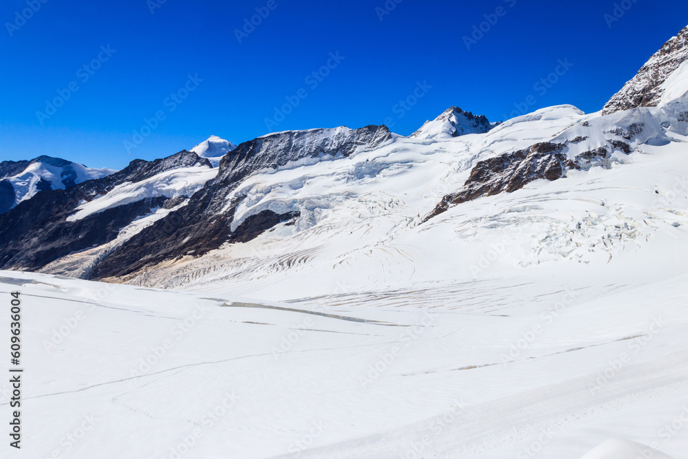 View of the Jungfraujoch, Top of Europe, Bernese Oberland, Switzerland