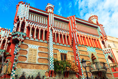 Facade of Casa Vicens in Barcelona, Spain. It is first masterpiece of Antoni Gaudi. Built between 1883 and 1885