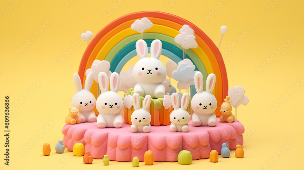 3d illustration cute creatures rabbit 3d illustration cute creatures rabbit