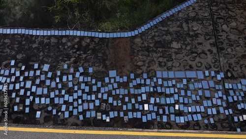 Hundreds of mirrors hanging on rock beside rode for prayer, Nepal
Slow motion shot from Nepal, 2023
