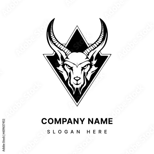 Mystical and enigmatic Baphomet head illustration logo design for a unique and captivating brand identity. Occult, symbolism, and mystery. Generative AI