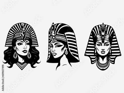 Captivating Cleopatra inspired logo design with a hand drawn touch, exuding elegance, power, and timeless allure. Perfect for luxury brands and beauty businesses. Generative AI