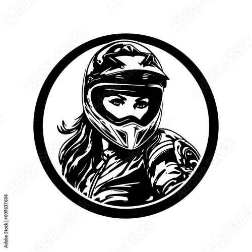 Motocross girl biker logo design illustration Generative AI