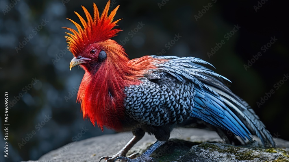 Closeup portrait of Andean Cock-of-the-rock 
