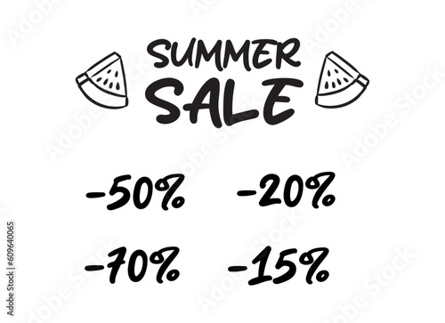 Summer Sale Vector pack with stylized watermelon and percentages