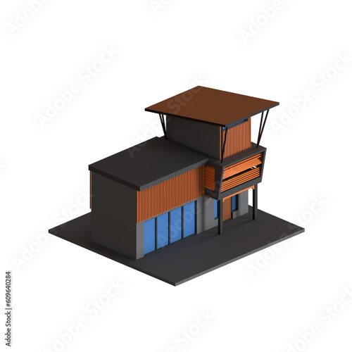 INDUSTRIAL HOUSE 3D RENDER ISOLATED IMAGES © Isolainlain