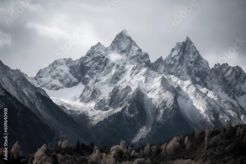 Snow-covered majestic mountains  AI Generated landscape