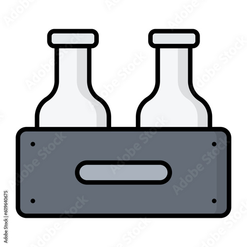Bottle Crate Line Color Icon