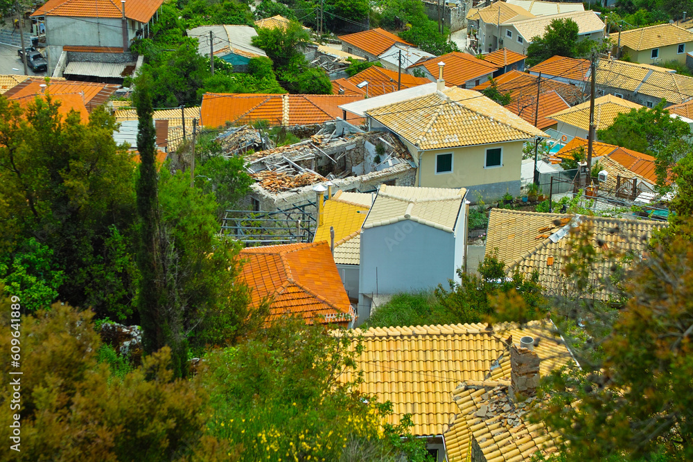 damaged roof top in Greece