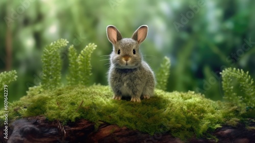 Canvastavla rabbit in the grass