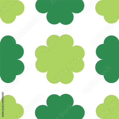 Vector fabric pattern illustration white background abstract four leaf clover patterns cute vertical green pastel color different size. clover flower seamless pattern illustration more gradient green.