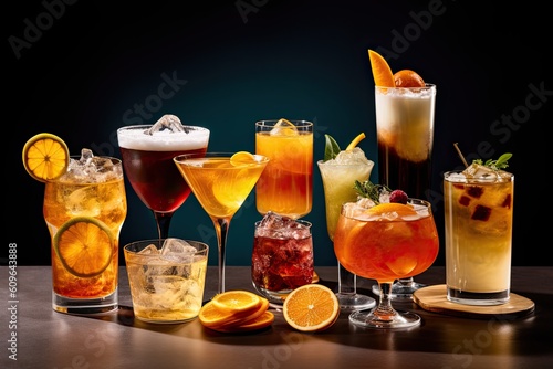 Variety Of Alcoholic Cocktails